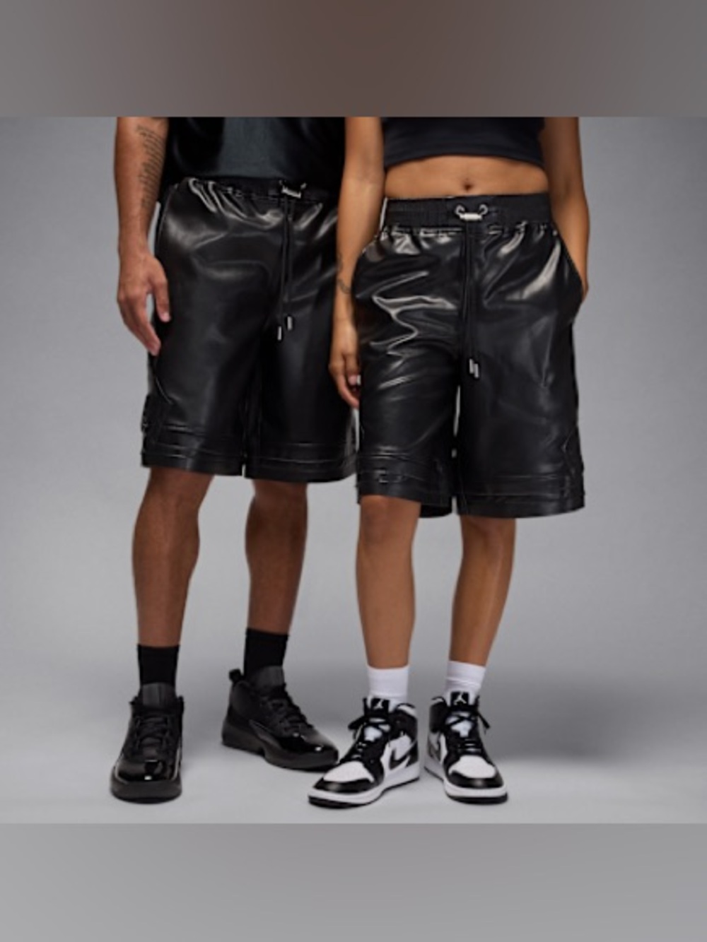 Nike Air Jordan Vegan Leather Diamond Shorts Black Mens HV0077-010 Size M